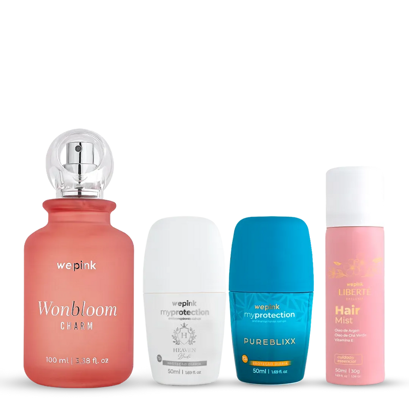 Kits Kit Wonbloom Charm + Roll-on Heaven Bride + Pureblixx + Hair Mist Liberté Exclusif - Wepink Kit Wonbloom Charm + Roll-on Heaven Bride + Pureblixx + Hair Mist Liberté Exclusif